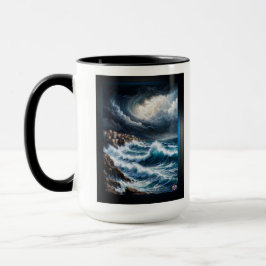 Taza Tormenta por una costa mediterránea, arte de IA de