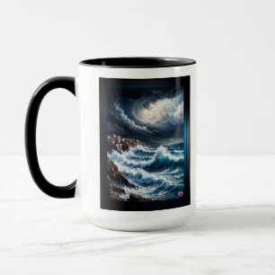 Taza Tormenta por una costa mediterránea, arte de IA de