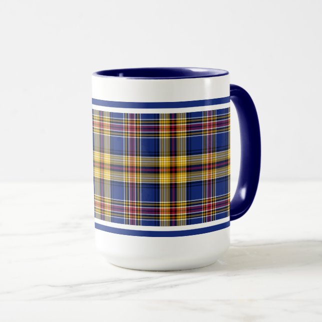 Taza Torneo de Murtaugh Tartan Blue and Gold Irish (Anverso derecho)