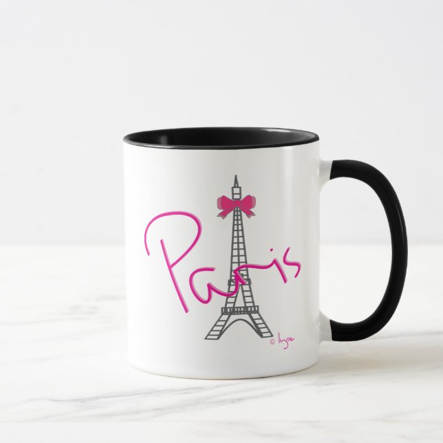 Taza Torre Eiffel de París con arco rosa (Derecha)