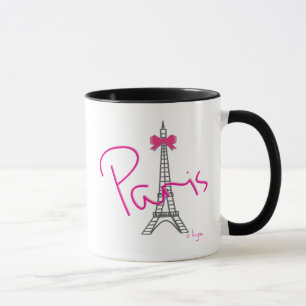 Taza Torre Eiffel de París con el arco rosado