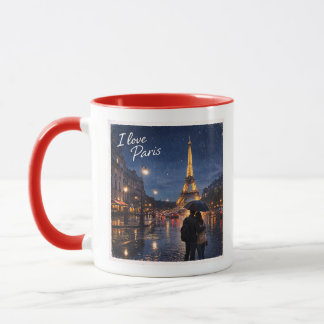 Taza Torre Eiffel de París Noche Lluviosa Romántica Art