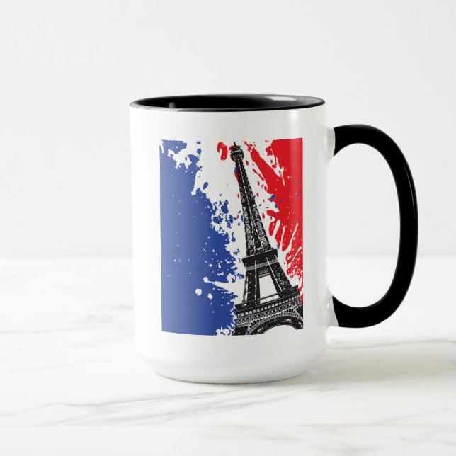 Taza Torre Eiffel el | bandera del Grunge de París, (Derecha)