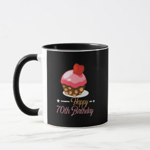 Taza Torta decorativa Cute 70 cumpleaños de chocolate