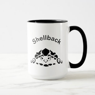 Taza Tortuga asustada escondida en su caparazón