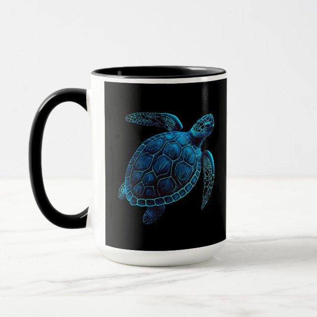 Taza Tortuga de natación marina, azul (Izquierda)