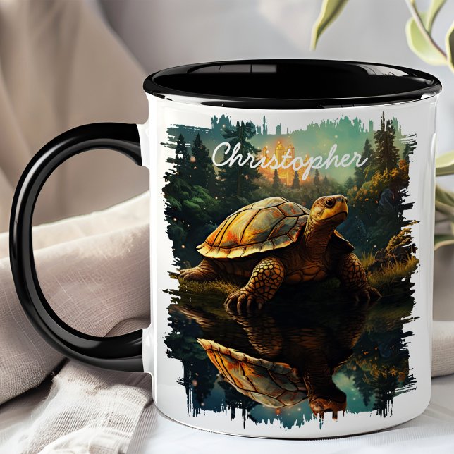 Taza Tortuga en la reflexión del bosque (Subido por el creador)