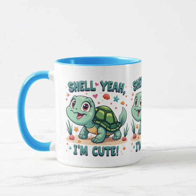 Taza Tortuga kawaii con divertida estética del océano p (Izquierda)