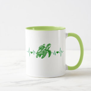 Taza tortuga marina de latido de corazón fango de los o