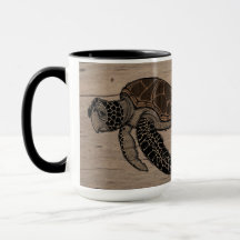 Tortuga marina e Hibiscus Mug 15 oz