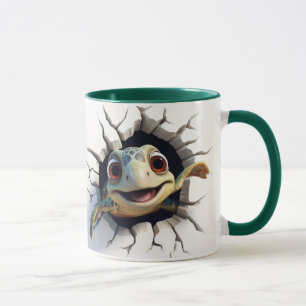 Taza Tortuga marina saliendo de la pared