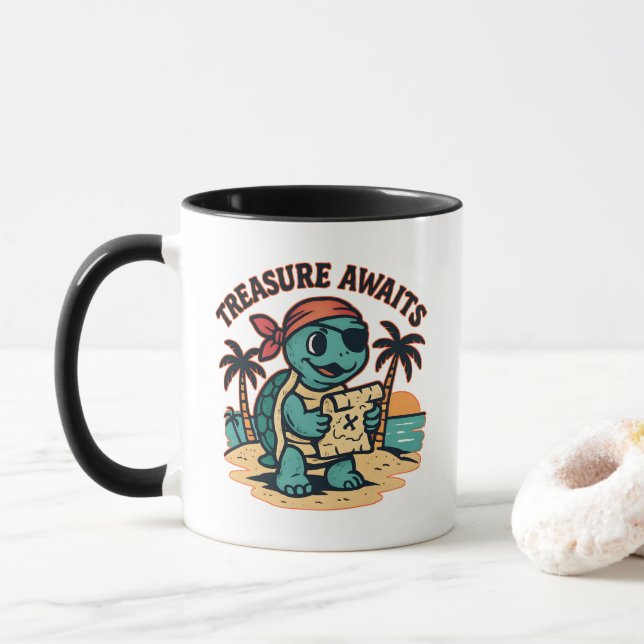 Taza Tortuga pirata con mapa del tesoro (Con donut)