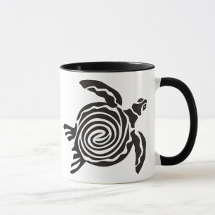 Taza Tortuga Tribal en Blanco y Negro