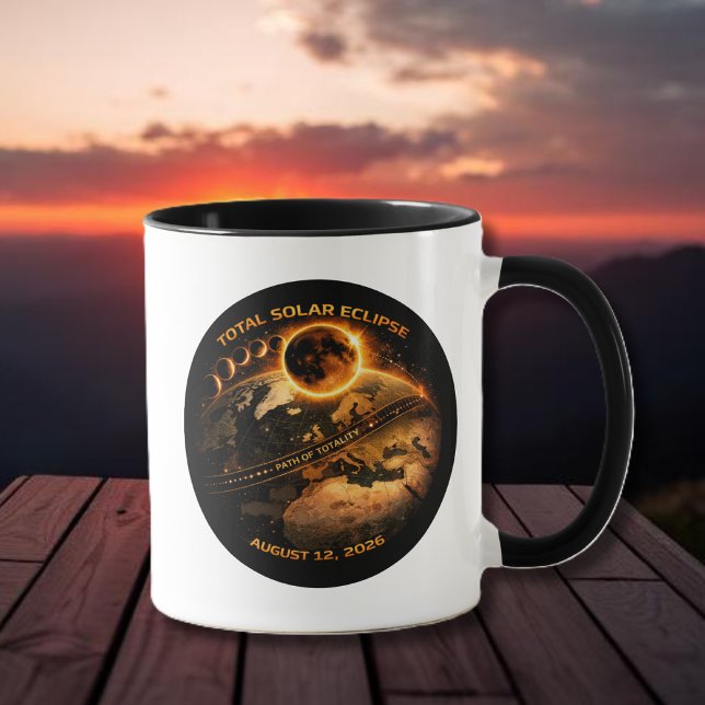 Taza Total Solar Eclipse 2026 Path of Totality (Total Solar Eclipse 2026 Path of Totality Mug )