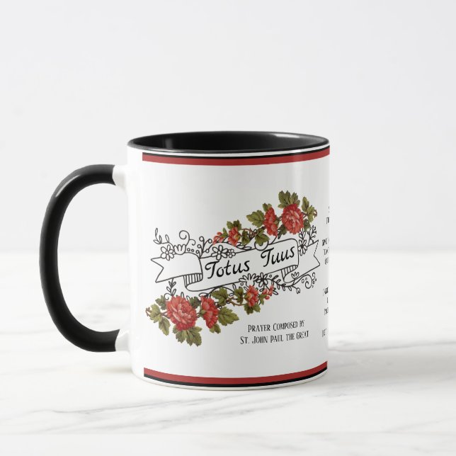 Taza Totus Tuus Católica María Oración Papa Juan Pablo (Izquierda)