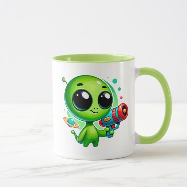 Taza Tout petit extraterrestre avec pistolet à bulles. (Derecha)