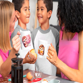 Taza  Tow cuteRomantic Floral Hedgehog Duo Illustration