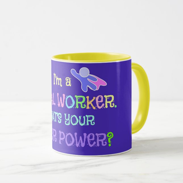 Taza Trabajador social, diseño funky de texto Pastel (Anverso derecho)