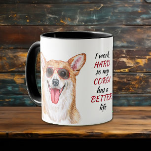 Taza Trabajando duro para mi perro corgi