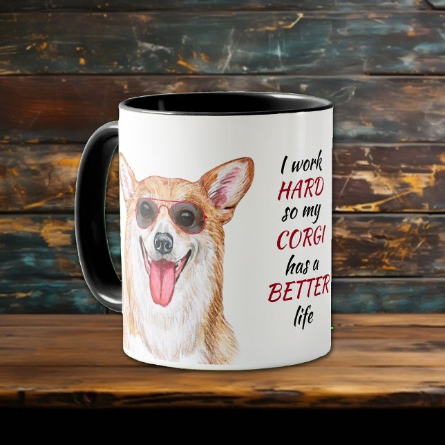 Taza Trabajando duro para mi perro corgi (Subido por el creador)