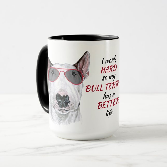 Taza Trabajando duro para mi perro de los negros blanco (Anverso izquierdo)