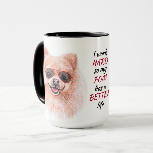 Taza Trabajando duro para mi perro panero (Anverso izquierdo)