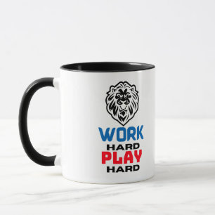 TAZA TRABAJAR DURO JUEGO DURO, LION