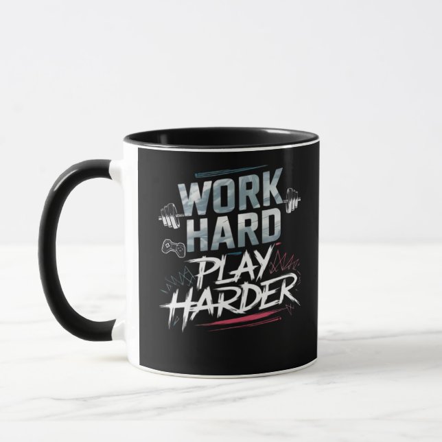 Taza Trabajar duro y jugar duro clásico (Izquierda)