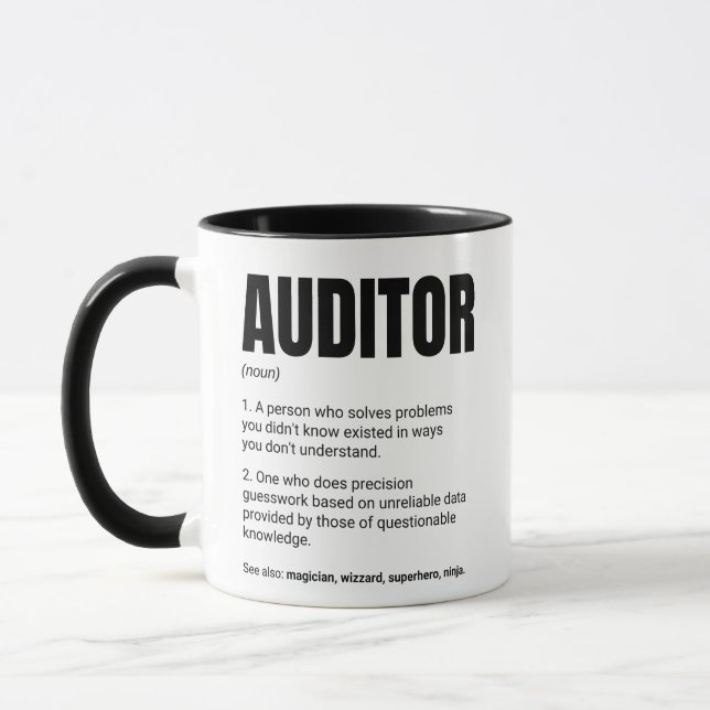 Taza Trabajo divertidísimo de definición de auditor (Izquierda)
