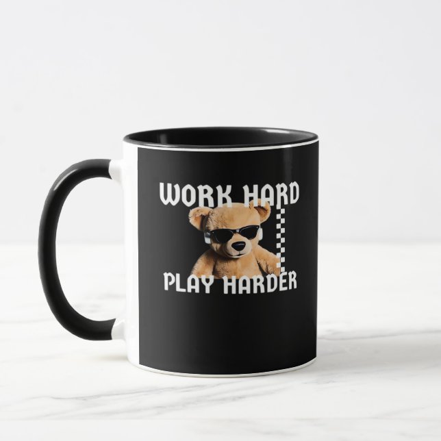 Taza Trabajo duro jugar duro - Teddy Bear Classic (Izquierda)