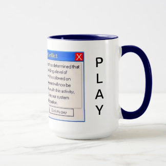 TAZA ¿TRABAJO O JUEGO? ¡DEMASIADA ADVERTENCIA DEL