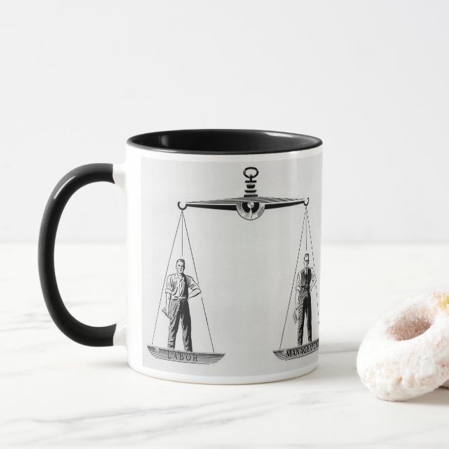 Taza Trabajo vintage vs administración, escalas de just (Con donut)
