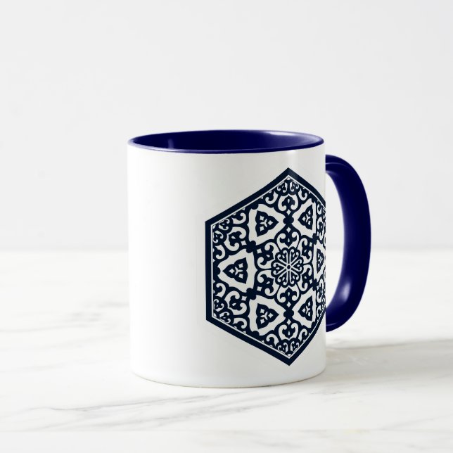 Taza Tracería de telas azul turca otomana Diseño orient (Anverso derecho)