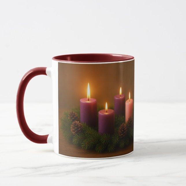 Taza Traditional Advent Wreath with Four Lit Candles (Izquierda)