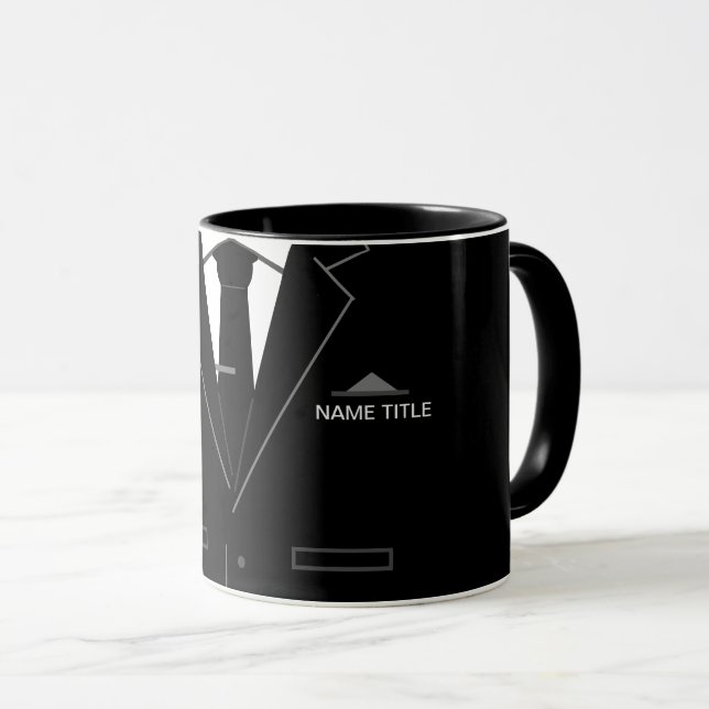 Taza Traje negro y corbata de cuello para el negocio pe (Anverso derecho)