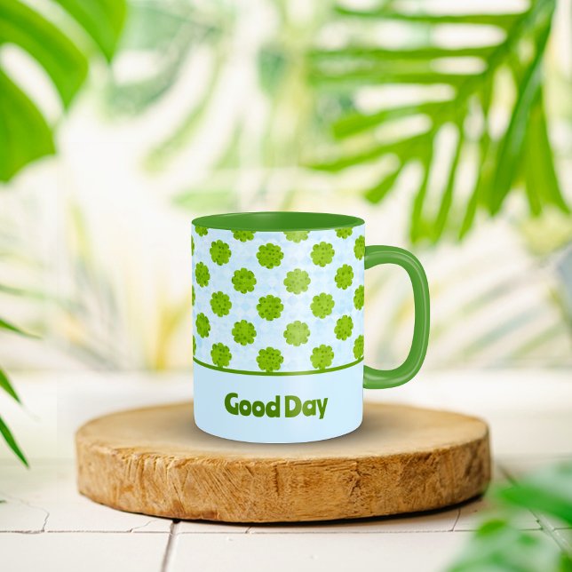 Taza Trama de café de hoja verde (Pattern green Leaf Clover Coffee Mug
)