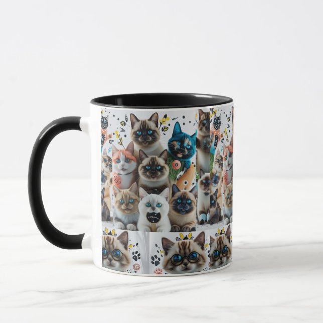 Taza Trama de gatos siameses cúpulos de dos tonos (Izquierda)