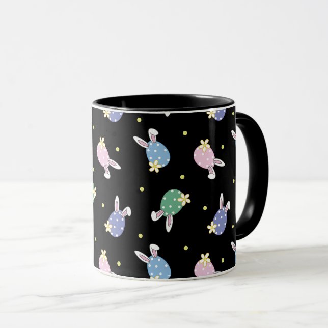 Taza Trama de huevos de pascua negra y pastoral (Anverso derecho)
