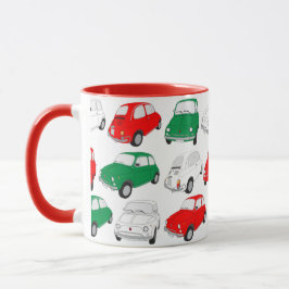 Taza Trama de patrón de coche italiano verde, blanco y 