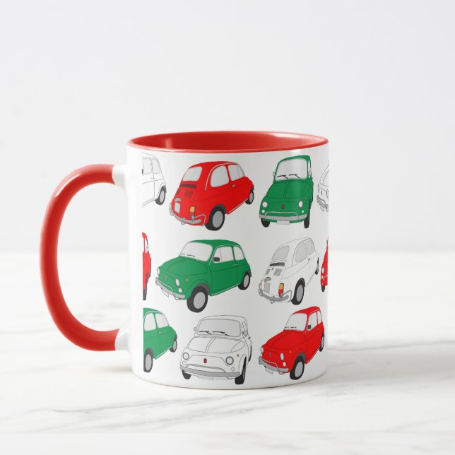 Taza Trama de patrón de coche italiano verde, blanco y  (Izquierda)