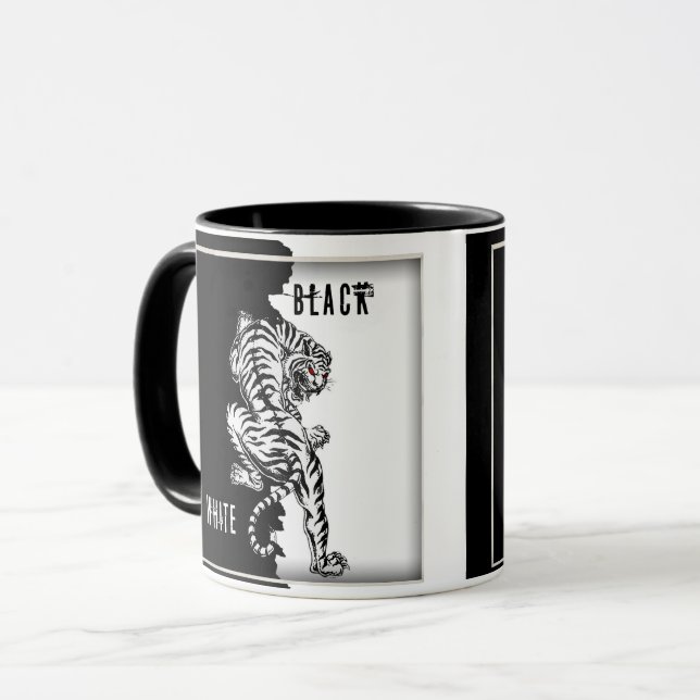 Taza Trampa de café de tigre blanco y negro (Anverso izquierdo)