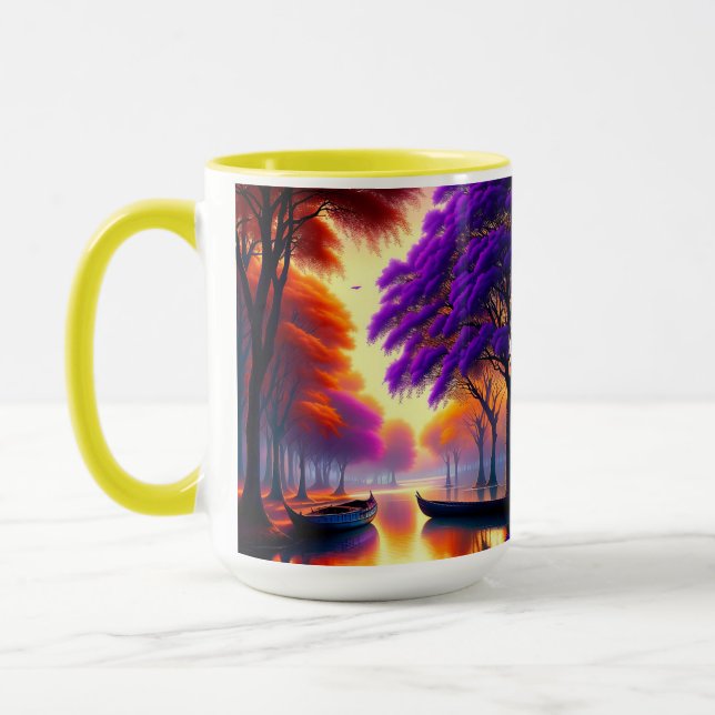 Taza "Tranquilidad de conducción: canoas bajo Jacaranda (Izquierda)