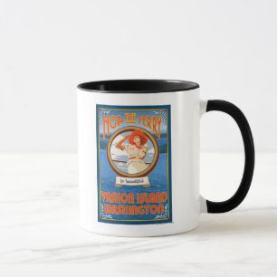 Taza Transbordador del montar a caballo de la mujer -