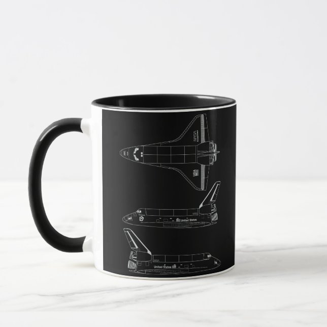 Taza Transbordador espacial Endeavor All-Black Blueprin (Izquierda)