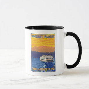 Taza Transbordador y montañas - isla de Whidbey,