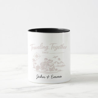 Taza Traveling Together Since [Year] – Custom Couple