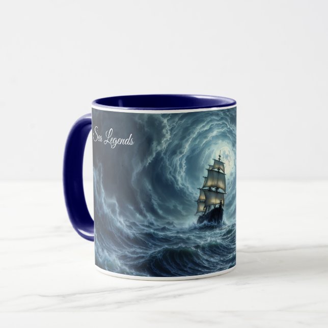 Taza Trayecto del galeón de tormenta de tempestad oceán (Anverso izquierdo)