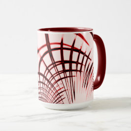 Taza Trazos curvos rojos cruzados sobre fondo claro