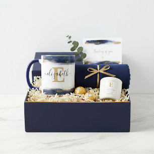 Taza Trazos de pincel azul y dorado elegantes personali