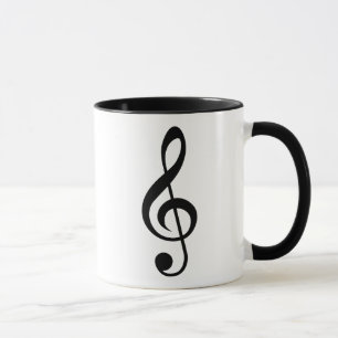 Taza Treble Clef Music Note Black and White
